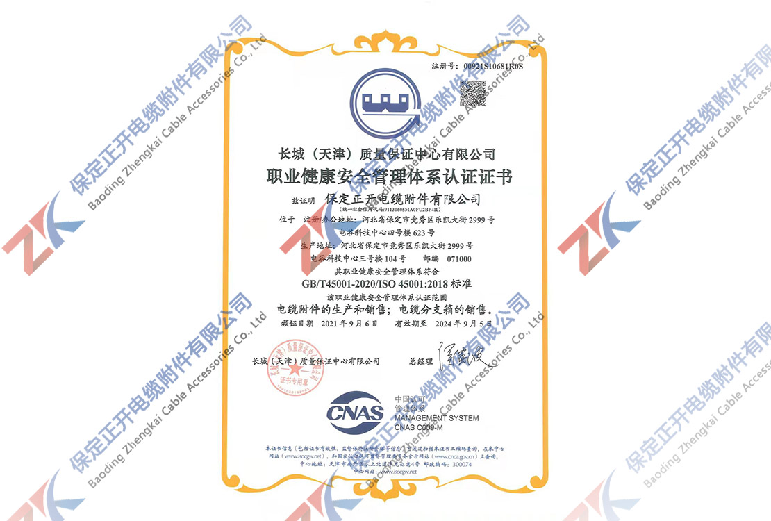 職業健康安全管理體系認證證書